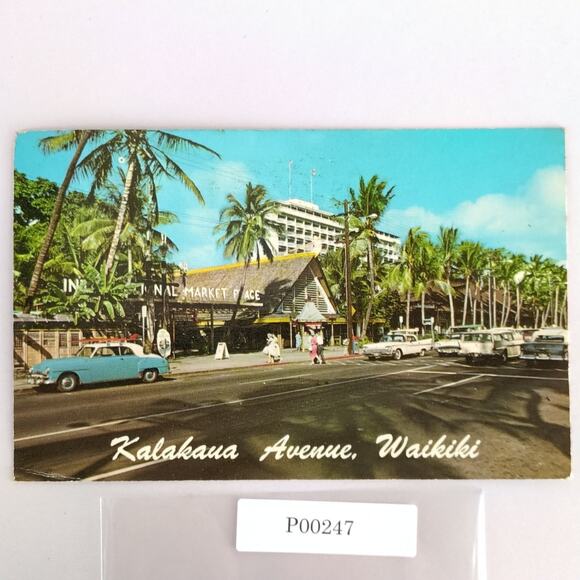 Vintage Kalakaua Avenue Waikiki Hawaii Postcard 1969 Marketplace Cars People - Picture 1 of 2